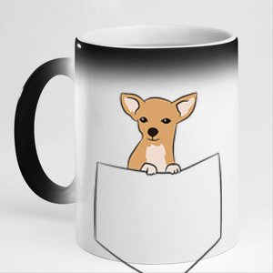 Cute Chihuahua Dog In Pocket Funny Chihuahua 11oz Black Color Changing Mug