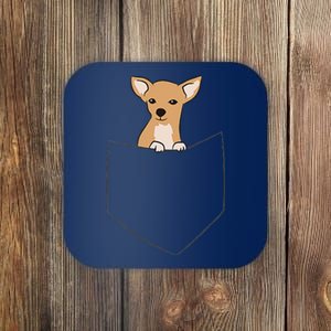 Cute Chihuahua Dog In Pocket Funny Chihuahua Coaster