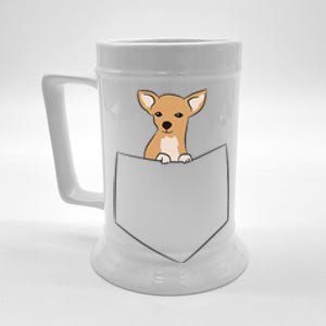 Cute Chihuahua Dog In Pocket Funny Chihuahua Beer Stein