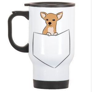 Cute Chihuahua Dog In Pocket Funny Chihuahua Stainless Steel Travel Mug