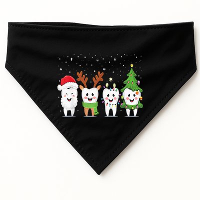 Cute Christmas Dental Tooth Characters Fun Holiday Dentist USA-Made Doggie Bandana
