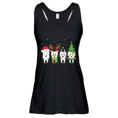 Cute Christmas Dental Tooth Characters Fun Holiday Dentist Ladies Essential Flowy Tank