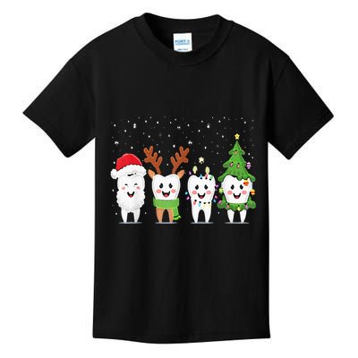 Cute Christmas Dental Tooth Characters Fun Holiday Dentist Kids T-Shirt