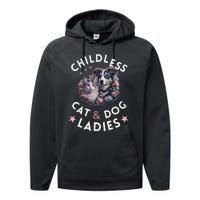 Childless Cat & Dog Ladies Voting For Kamala President 2024 Performance Fleece Hoodie