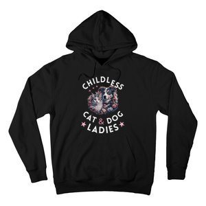 Childless Cat & Dog Ladies Voting For Kamala President 2024 Hoodie