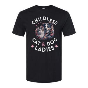 Childless Cat & Dog Ladies Voting For Kamala President 2024 Softstyle CVC T-Shirt