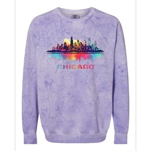 Chicago City Downtown Skyline Colorblast Crewneck Sweatshirt