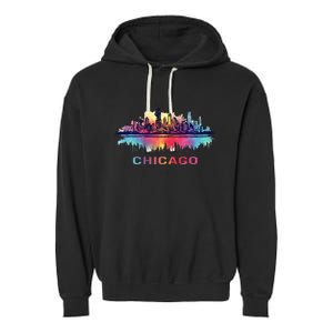 Chicago City Downtown Skyline Garment-Dyed Fleece Hoodie