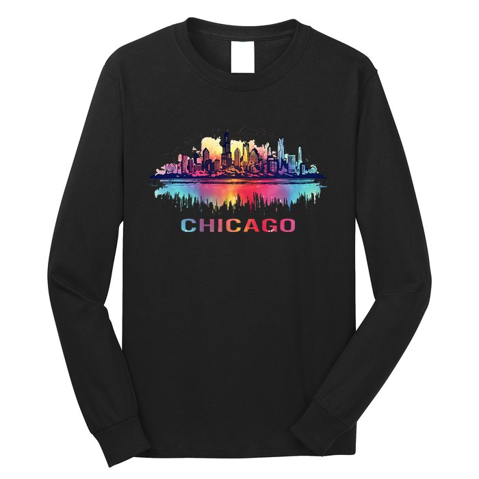 Chicago City Downtown Skyline Long Sleeve Shirt