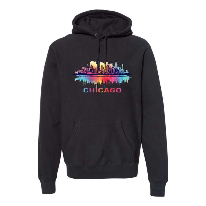 Chicago City Downtown Skyline Premium Hoodie