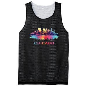 Chicago City Downtown Skyline Mesh Reversible Basketball Jersey Tank