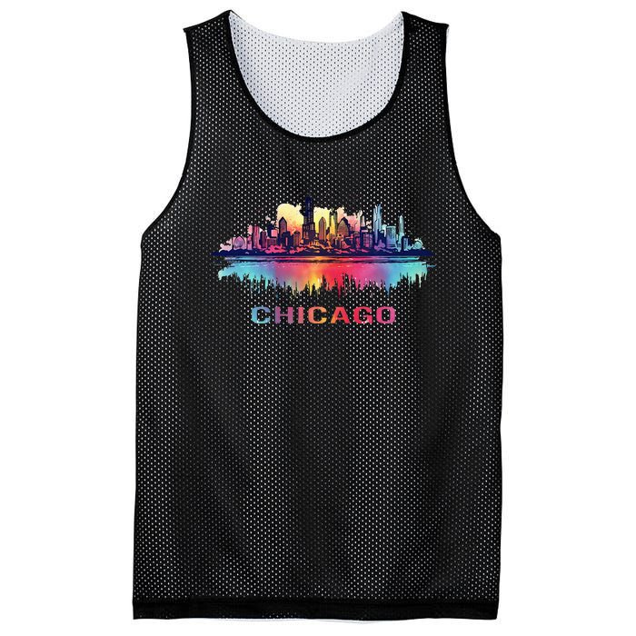 Chicago City Downtown Skyline Mesh Reversible Basketball Jersey Tank