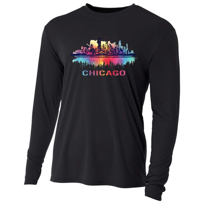 Chicago City Downtown Skyline Cooling Performance Long Sleeve Crew