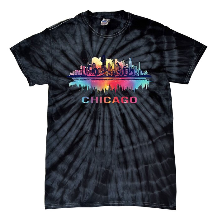 Chicago City Downtown Skyline Tie-Dye T-Shirt