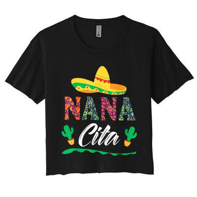 Cactus Cinco De Mayo Costume Mexican Nacho Average Nana Cita Women's Crop Top Tee