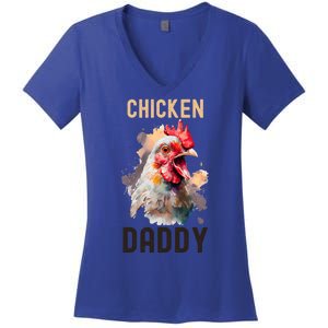 Cool Chicken Daddy Great Gift Chicken Dad Farmer Poultry Gift Women's V-Neck T-Shirt