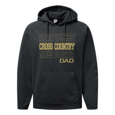 Cross Country Dad In Modern Stacked Lettering Performance Fleece Hoodie