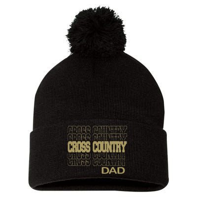 Cross Country Dad In Modern Stacked Lettering Pom Pom 12in Knit Beanie