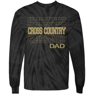 Cross Country Dad In Modern Stacked Lettering Tie-Dye Long Sleeve Shirt