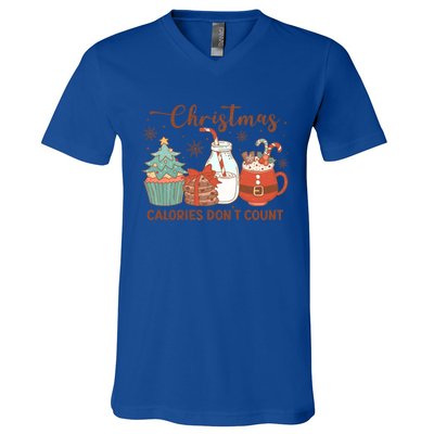 Christmas Calories DonT Count Milk And Cookies Santa Funny Gift V-Neck T-Shirt