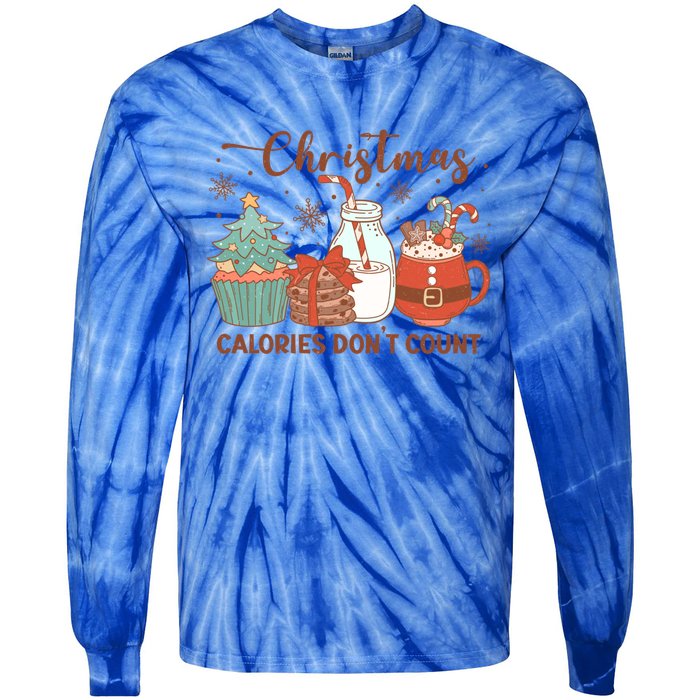 Christmas Calories DonT Count Milk And Cookies Santa Funny Gift Tie-Dye Long Sleeve Shirt