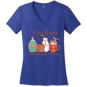 Christmas Calories DonT Count Milk And Cookies Santa Funny Gift Women's V-Neck T-Shirt