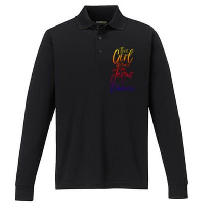 Cute Christian Dancer Gift This Runs On Jesus And Dance Cool Gift Performance Long Sleeve Polo