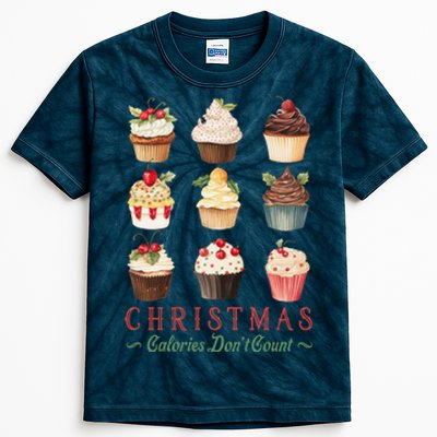 Christmas Calories Dont Count Vintage Cupcakes Kids Tie-Dye T-Shirt