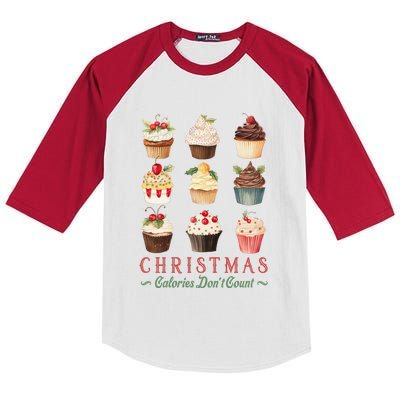 Christmas Calories Dont Count Vintage Cupcakes Kids Colorblock Raglan Jersey