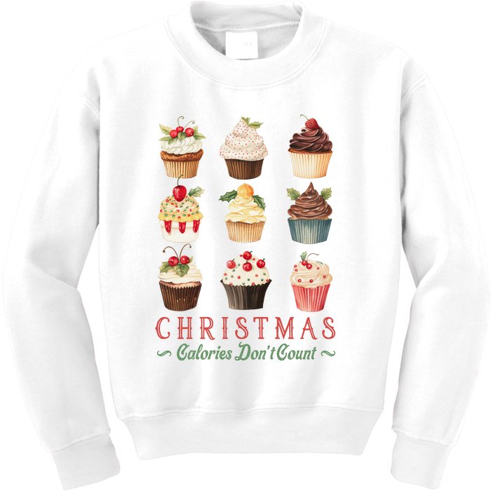 Christmas Calories Dont Count Vintage Cupcakes Kids Sweatshirt