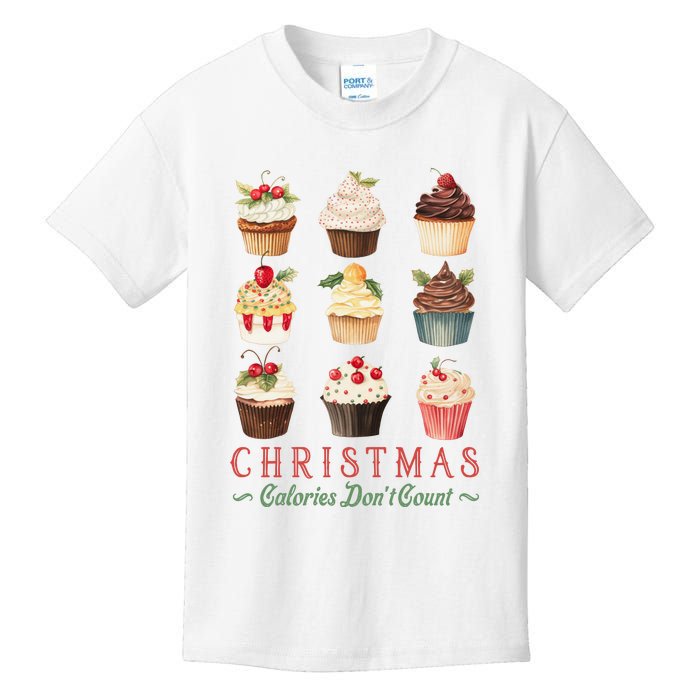 Christmas Calories Dont Count Vintage Cupcakes Kids T-Shirt