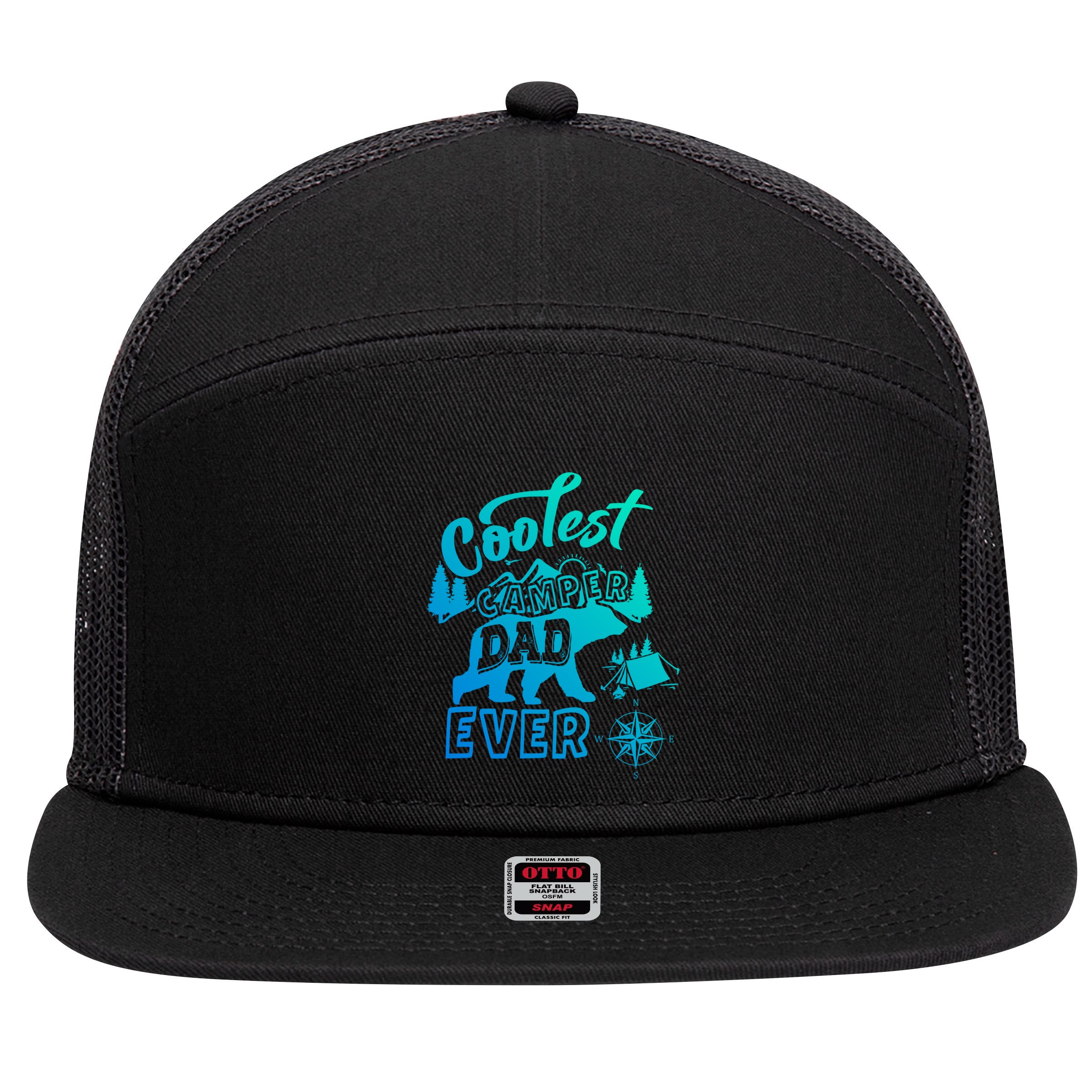 Coolest Camper Dad Ever Bear Camping Fathers Day Meaningful Gift 7 Panel Mesh Trucker Snapback Hat