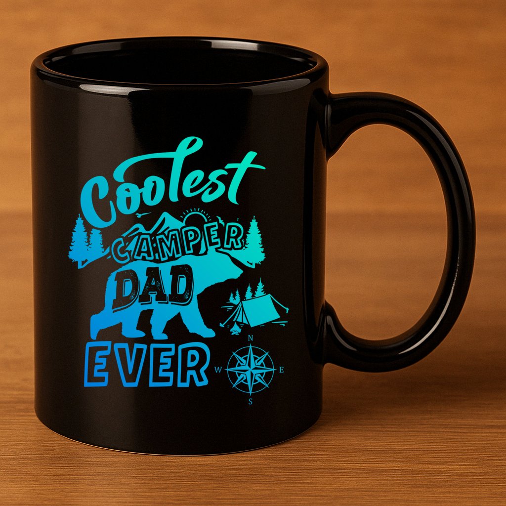 Coolest Camper Dad Ever Bear Camping Fathers Day Meaningful Gift 11oz C Handle Ceramic Mug
