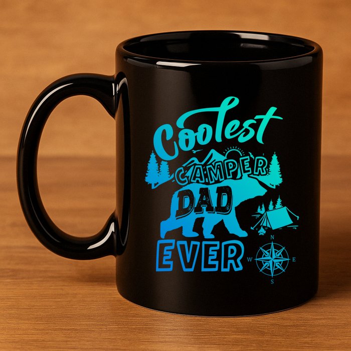 Coolest Camper Dad Ever Bear Camping Fathers Day Meaningful Gift 11oz C Handle Ceramic Mug