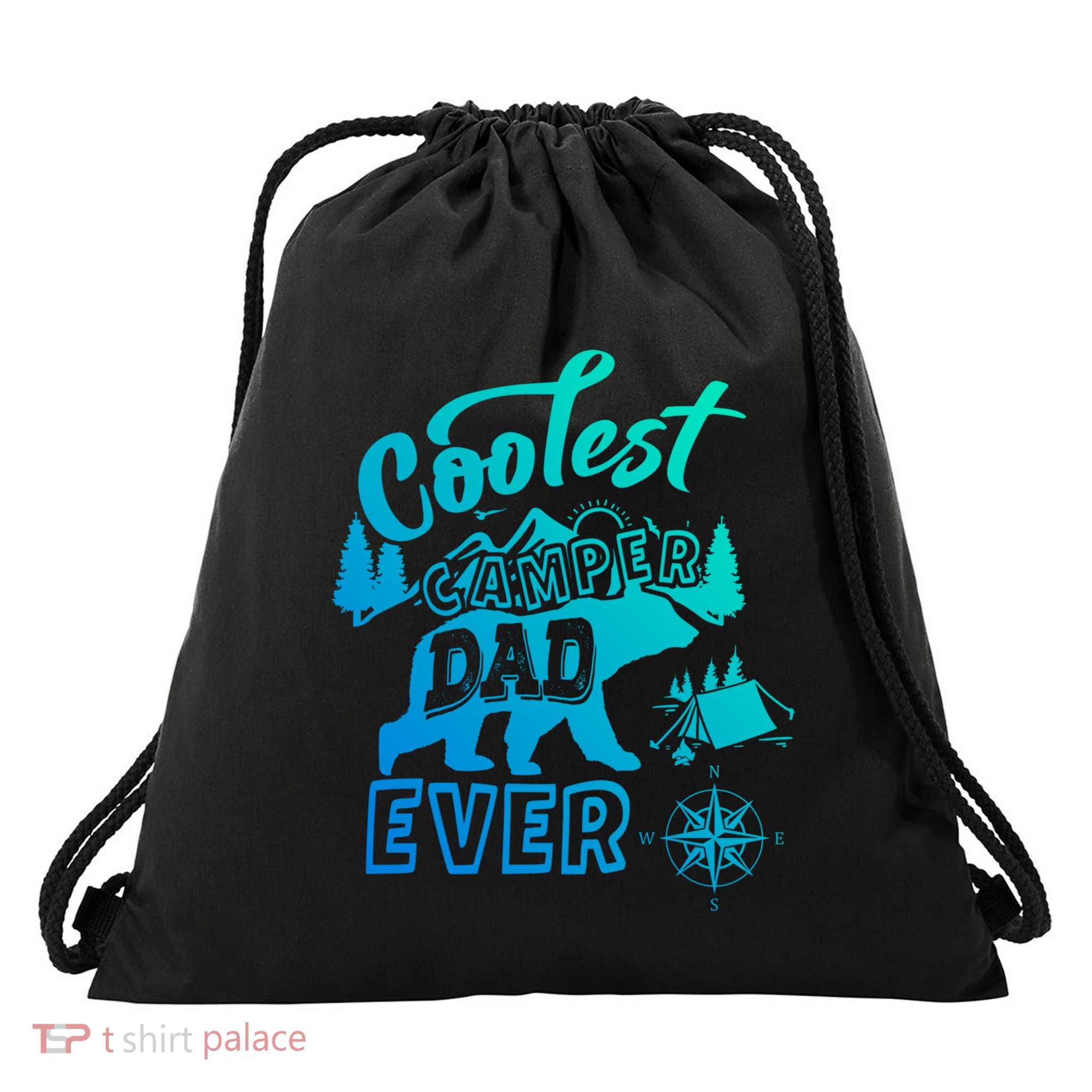 Coolest Camper Dad Ever Bear Camping Fathers Day Meaningful Gift Drawstring Bag