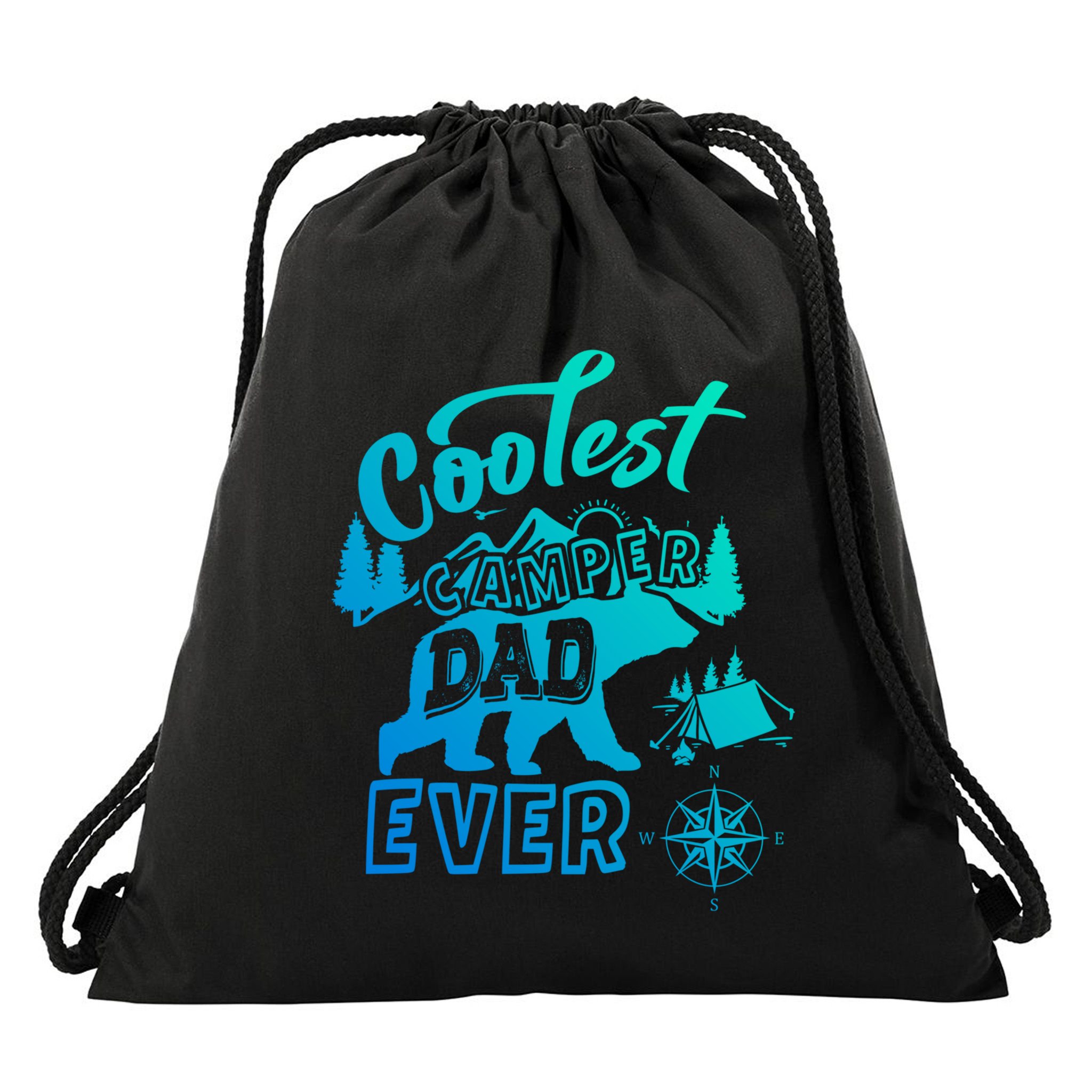 Coolest Camper Dad Ever Bear Camping Fathers Day Meaningful Gift Drawstring Bag