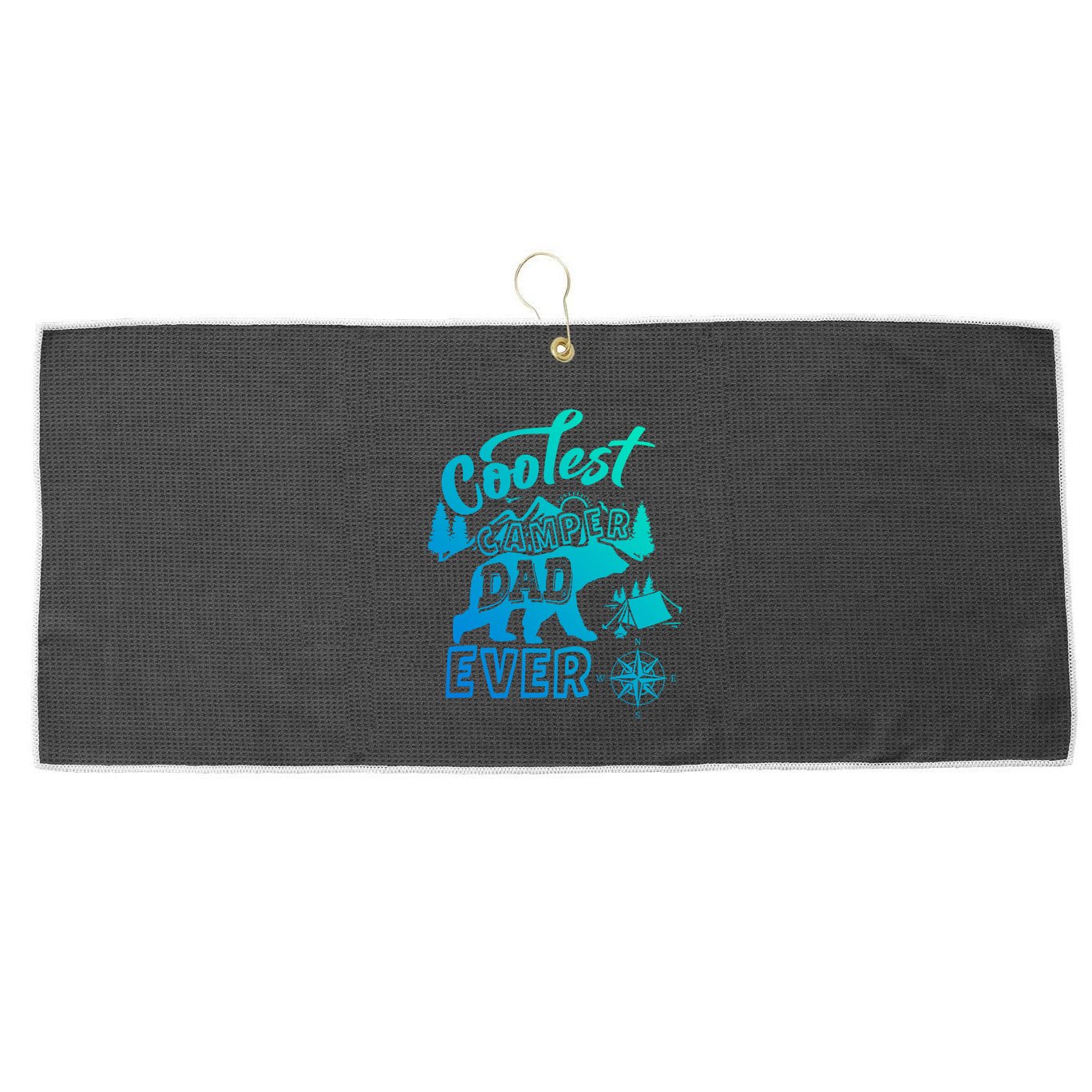 Coolest Camper Dad Ever Bear Camping Fathers Day Meaningful Gift Large Microfiber Waffle Golf Towel