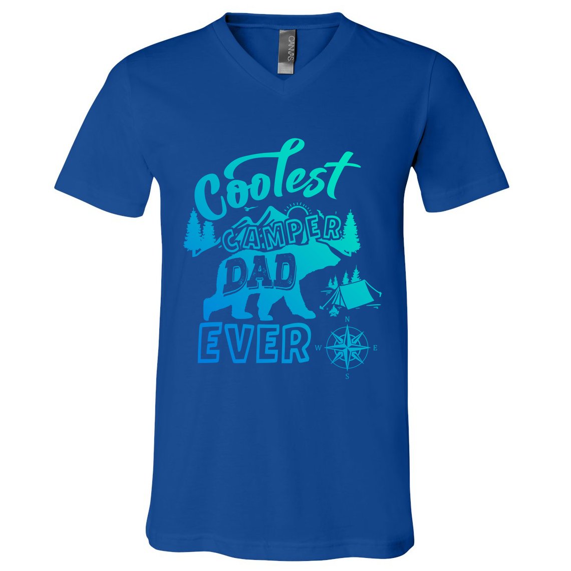 Coolest Camper Dad Ever Bear Camping Fathers Day Meaningful Gift V-Neck T-Shirt