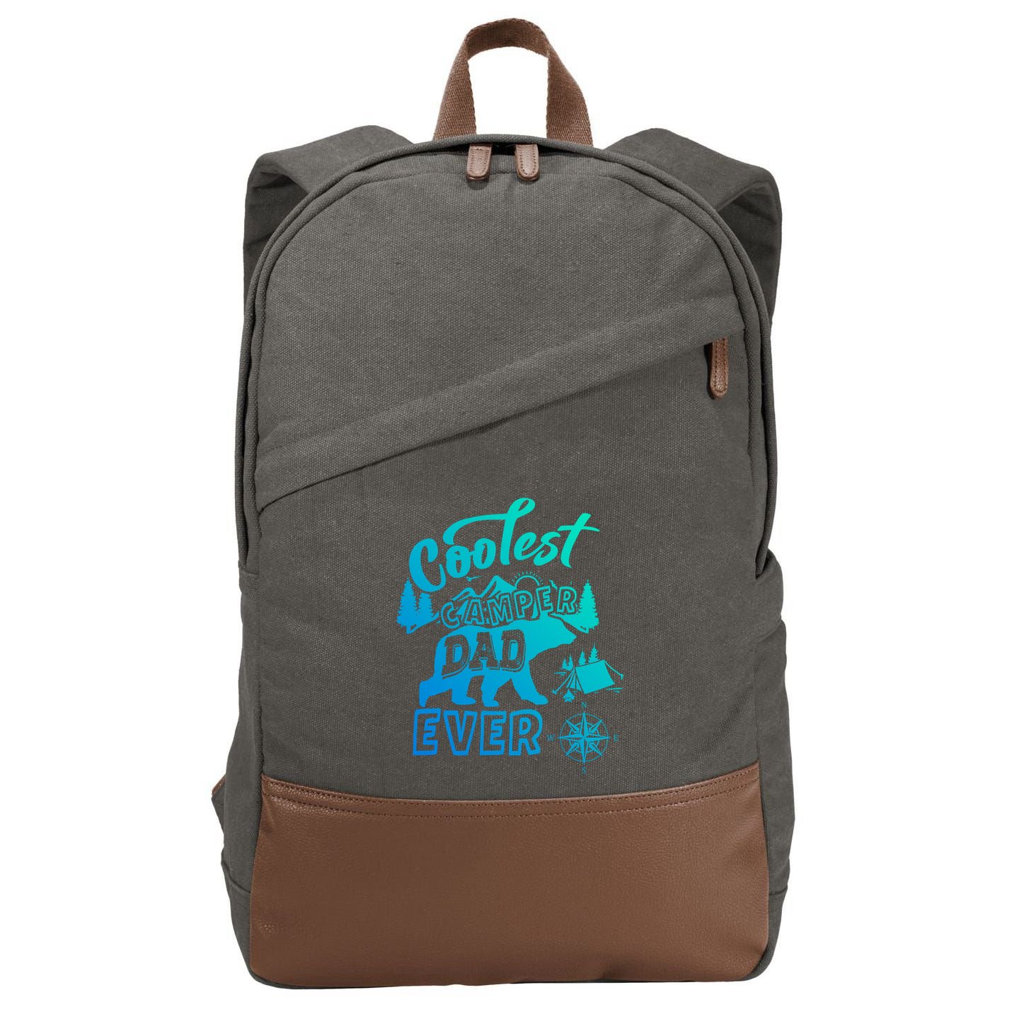 Coolest Camper Dad Ever Bear Camping Fathers Day Meaningful Gift Cotton Canvas Backpack