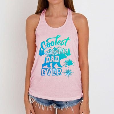 Coolest Camper Dad Ever Bear Camping Fathers Day Meaningful Gift Women's Knotted Racerback Tank