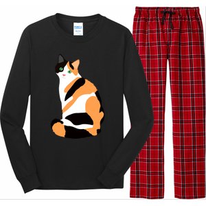 Calico Cat Drawing Calico Lovers Calico Gift Long Sleeve Pajama Set