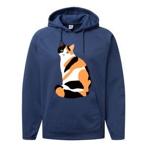 Calico Cat Drawing Calico Lovers Calico Gift Performance Fleece Hoodie