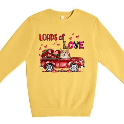 Cute Corgi Dog Driving Red Truck Happy Valentine's Day Gift Premium Crewneck Sweatshirt