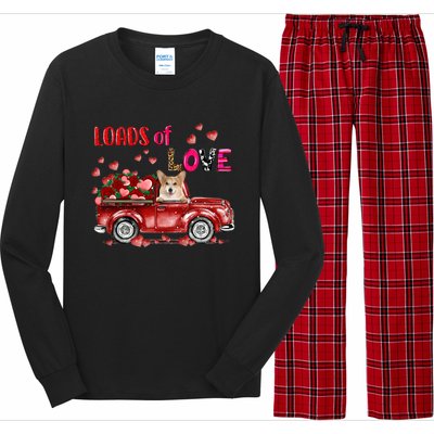 Cute Corgi Dog Driving Red Truck Happy Valentine's Day Gift Long Sleeve Pajama Set