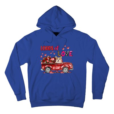 Cute Corgi Dog Driving Red Truck Happy Valentine's Day Gift Hoodie