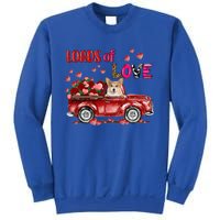 Cute Corgi Dog Driving Red Truck Happy Valentine's Day Gift Sweatshirt