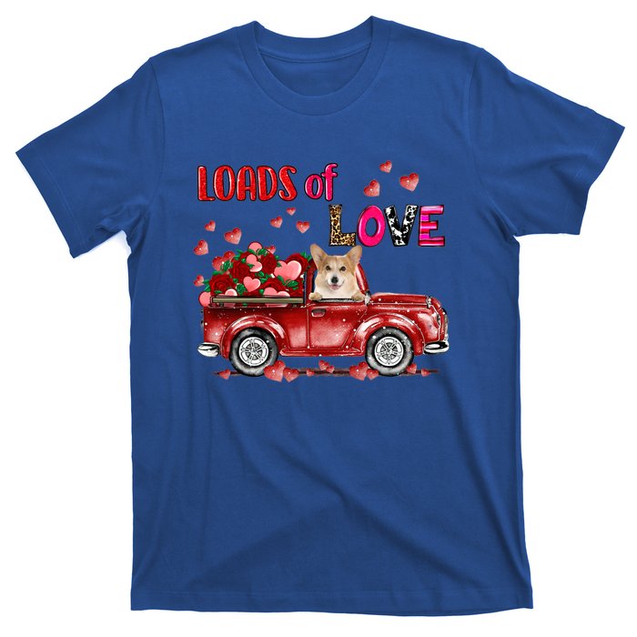 Cute Corgi Dog Driving Red Truck Happy Valentine's Day Gift T-Shirt