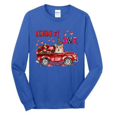 Cute Corgi Dog Driving Red Truck Happy Valentine's Day Gift Tall Long Sleeve T-Shirt