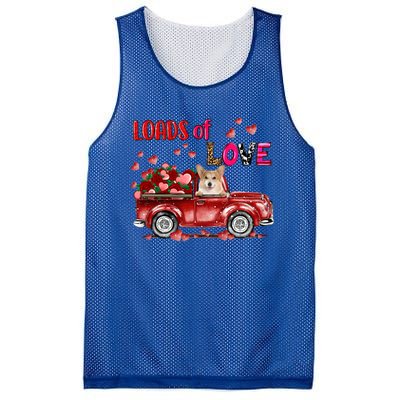 Cute Corgi Dog Driving Red Truck Happy Valentine's Day Gift Mesh Reversible Basketball Jersey Tank