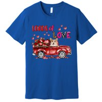 Cute Corgi Dog Driving Red Truck Happy Valentine's Day Gift Premium T-Shirt